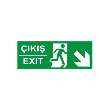 Çıkış-Exit Fotolümenli Sağ Aşağı Çapraz