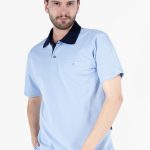 Polo Yaka Tişört - Fleto Cepli %100 Pamuk Günlük & İş - Gök Mavi