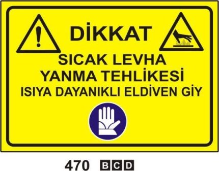 Dikkat Levha Sıcak Isıya Dayanıklı Eldiven Giy