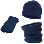 Polar Lacivert Bere Boyunluk Ve Eldiven - 3'lü Set