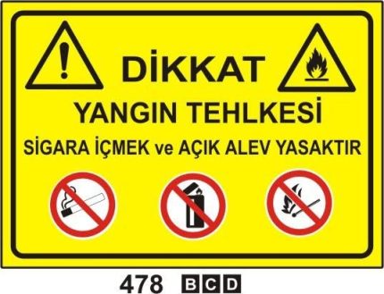 Dikkat Yangın Tehlikesi Sigara İçmek ve Açık Alev Yasaktır